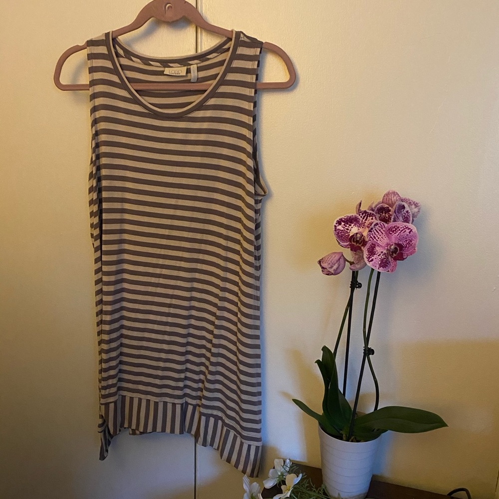 LOGO grey stripped tank top